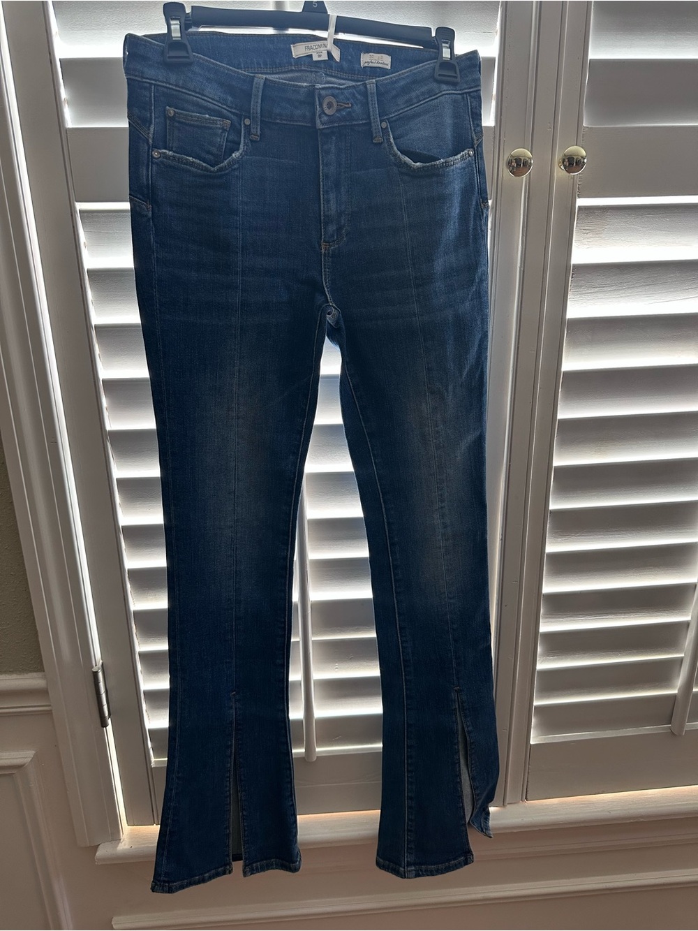 Frame Denim Dark Blue Flared Split-Hem Jeans